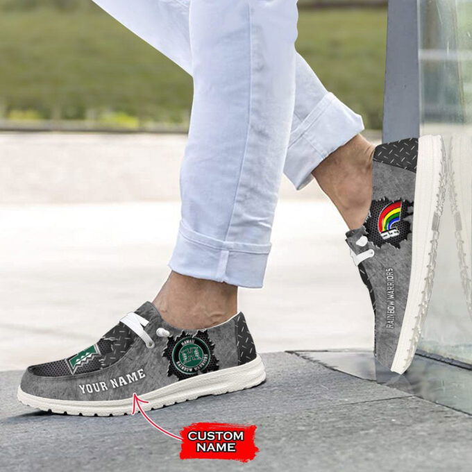 NCAA Hawaii Rainbow Warriors Hey Dude Shoes Wally Lace Up Loafers Moccasin Slippers