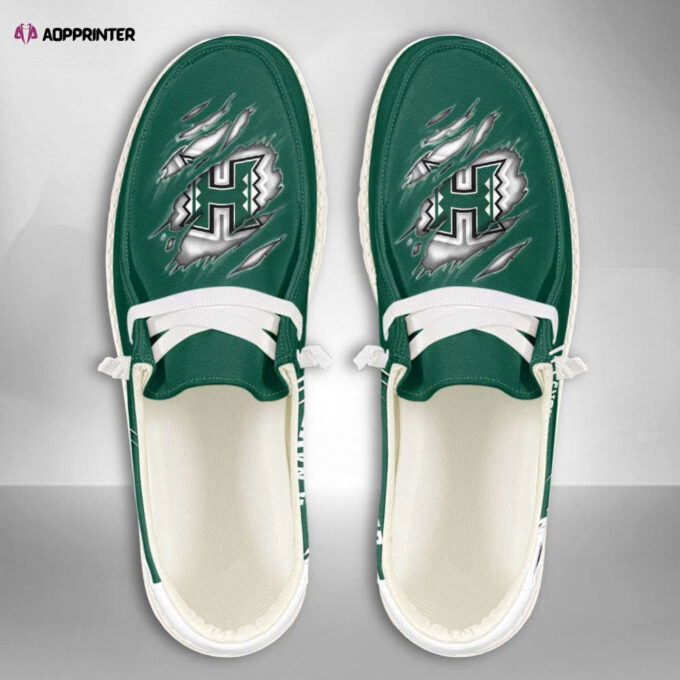 NCAA Hawaii Rainbow Warriors Hey Dude Shoes Wally Lace Up Loafers Moccasin Slippers