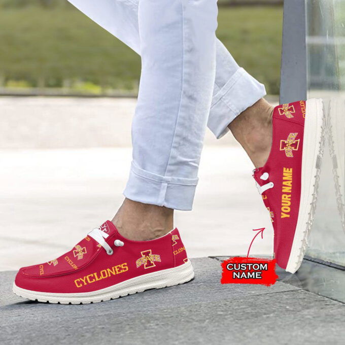 NCAA Iowa State Cyclones Hey Dude Shoes Wally Lace Up Loafers Moccasin Slippers HDS0473