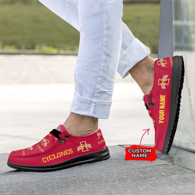 NCAA Iowa State Cyclones Hey Dude Shoes Wally Lace Up Loafers Moccasin Slippers HDS0473