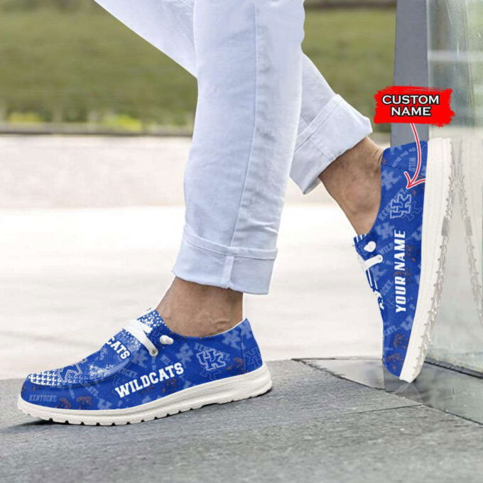 NCAA Kentucky Wildcats Hey Dude Shoes Wally Lace Up Loafers Moccasin Slippers HDS0541
