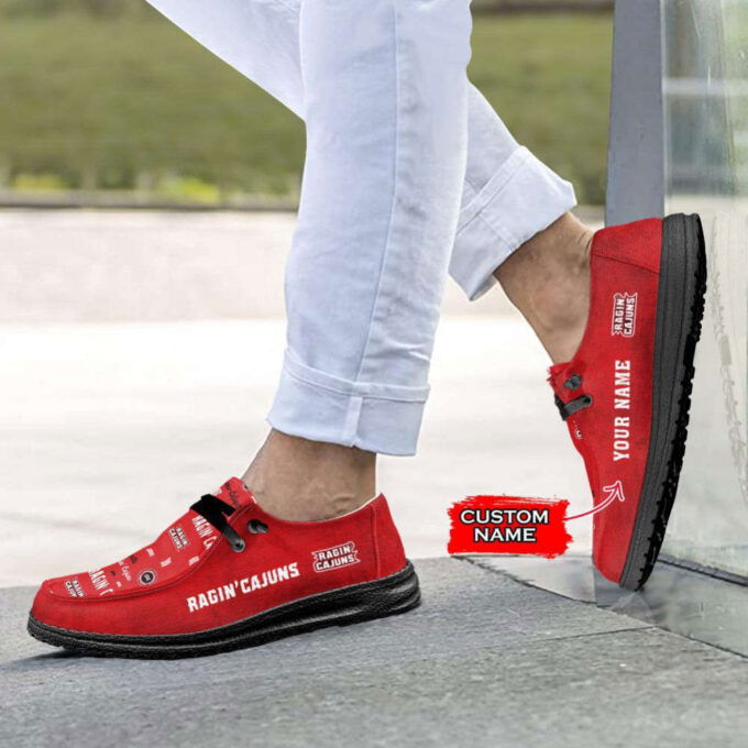 NCAA Louisiana Lafayette Ragin’ Cajuns Hey Dude Shoes Wally Lace Up Loafers Moccasin Slippers HDS0566