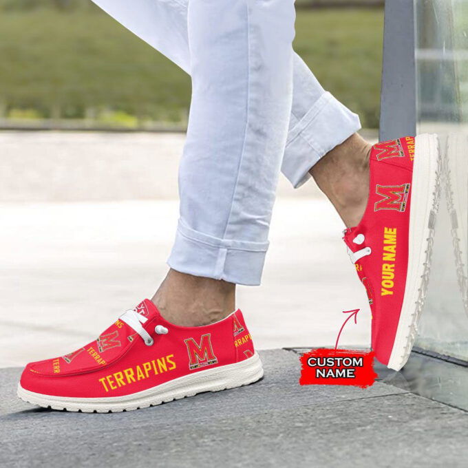 NCAA Maryland Terrapins Hey Dude Shoes Wally Lace Up Loafers Moccasin Slippers
