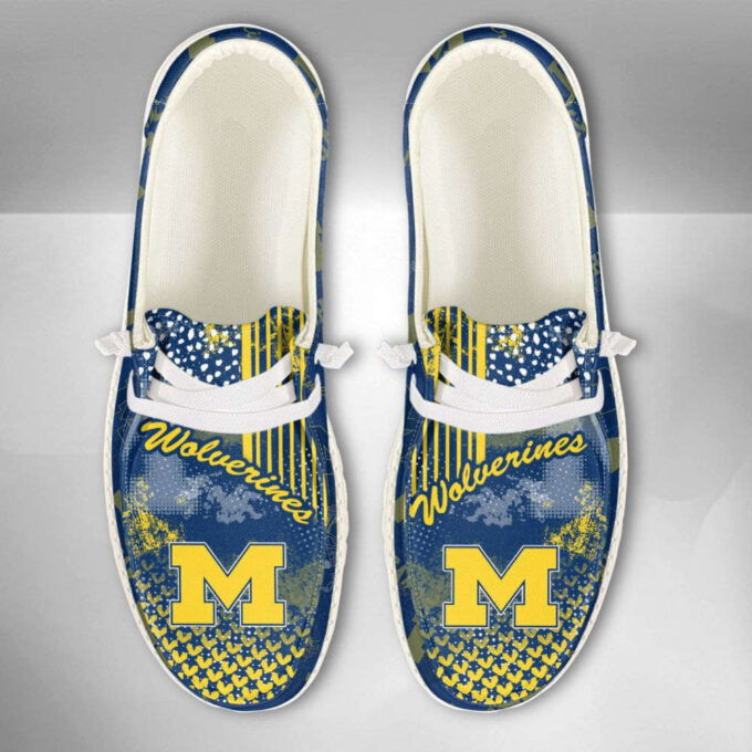NCAA Michigan Wolverines Hey Dude Shoes Wally Lace Up Loafers Moccasin Slippers Fan Gifts
