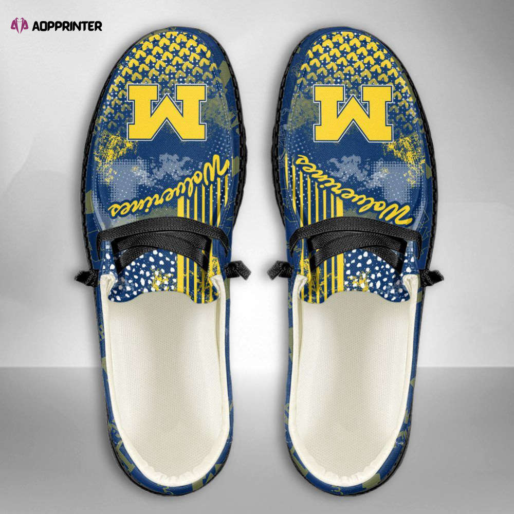 NCAA Michigan Wolverines Hey Dude Shoes Wally Lace Up Loafers Moccasin Slippers Fan Gifts NCAA Michigan Wolverines Hey Dude Shoes Wally Lace Up Loafers Moccasin Slippers Fan Gifts