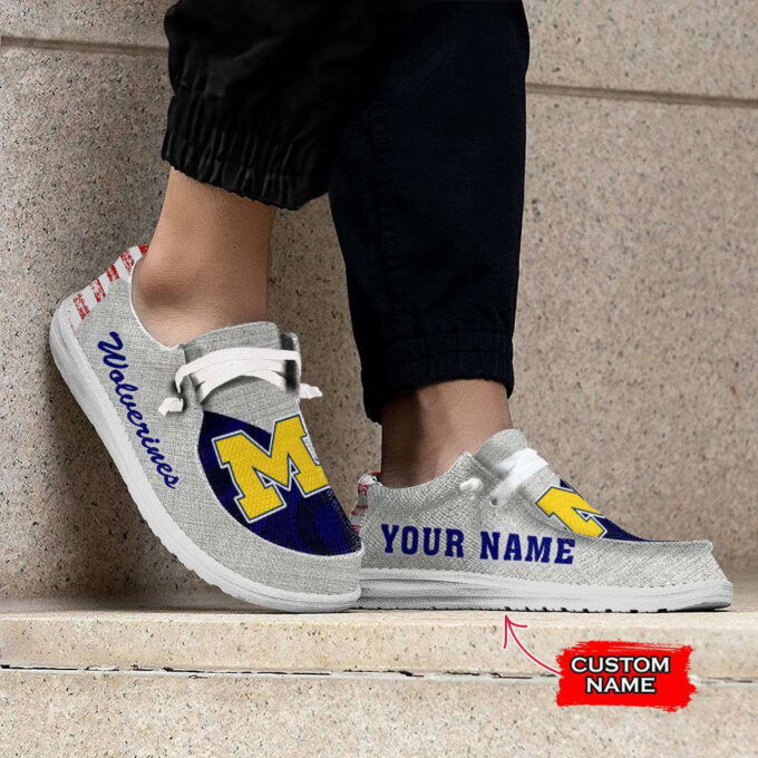 NCAA Michigan Wolverines Hey Dude Shoes Wally Lace Up Loafers Moccasin Slippers Fan Gifts