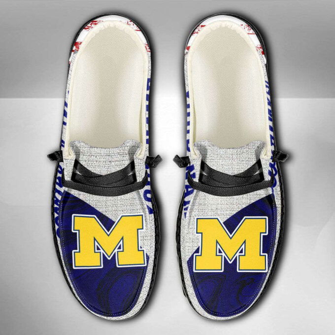 NCAA Michigan Wolverines Hey Dude Shoes Wally Lace Up Loafers Moccasin Slippers Fan Gifts