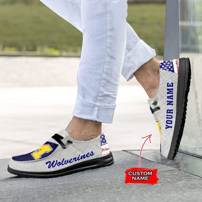 NCAA Michigan Wolverines Hey Dude Shoes Wally Lace Up Loafers Moccasin Slippers Fan Gifts