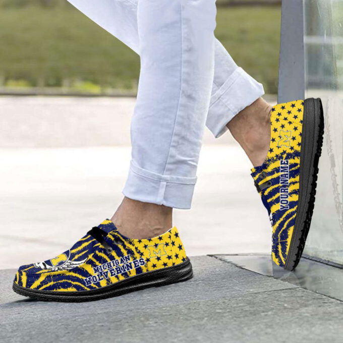 NCAA Michigan Wolverines Hey Dude Shoes Wally Lace Up Loafers Moccasin Slippers Fan Gifts