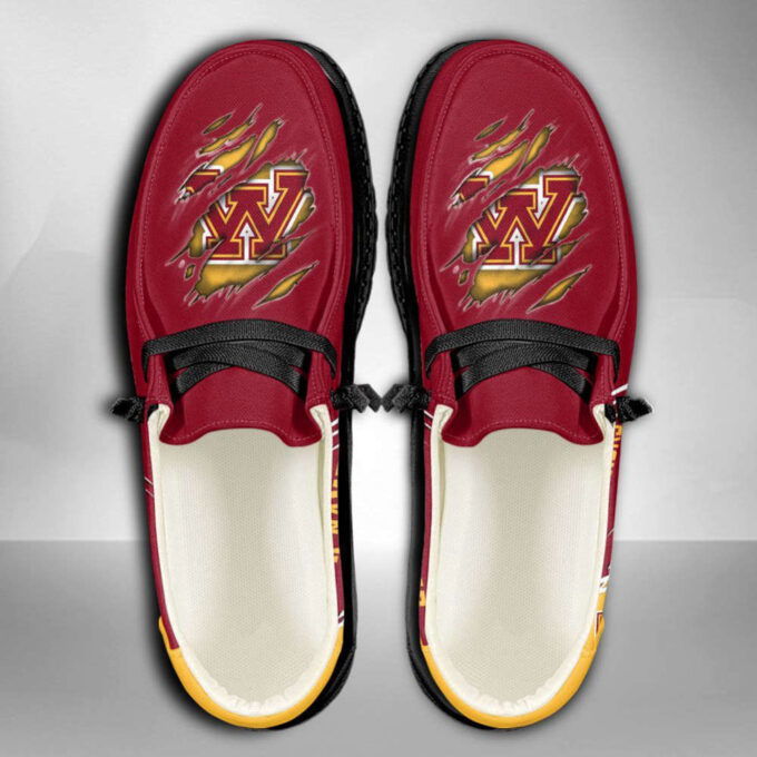 NCAA Minnesota Golden Gophers Hey Dude Shoes Wally Lace Up Loafers Moccasin Slippers Fan Gifts