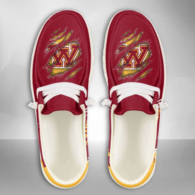 NCAA Minnesota Golden Gophers Hey Dude Shoes Wally Lace Up Loafers Moccasin Slippers Fan Gifts