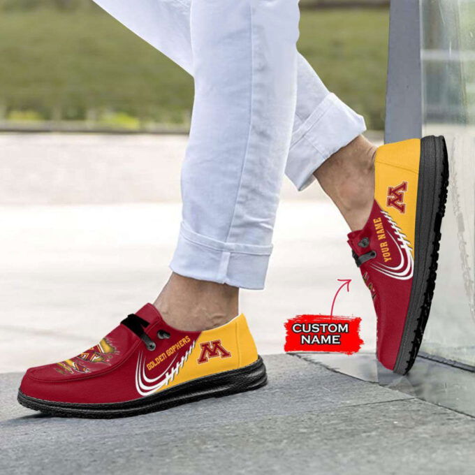 NCAA Minnesota Golden Gophers Hey Dude Shoes Wally Lace Up Loafers Moccasin Slippers Fan Gifts