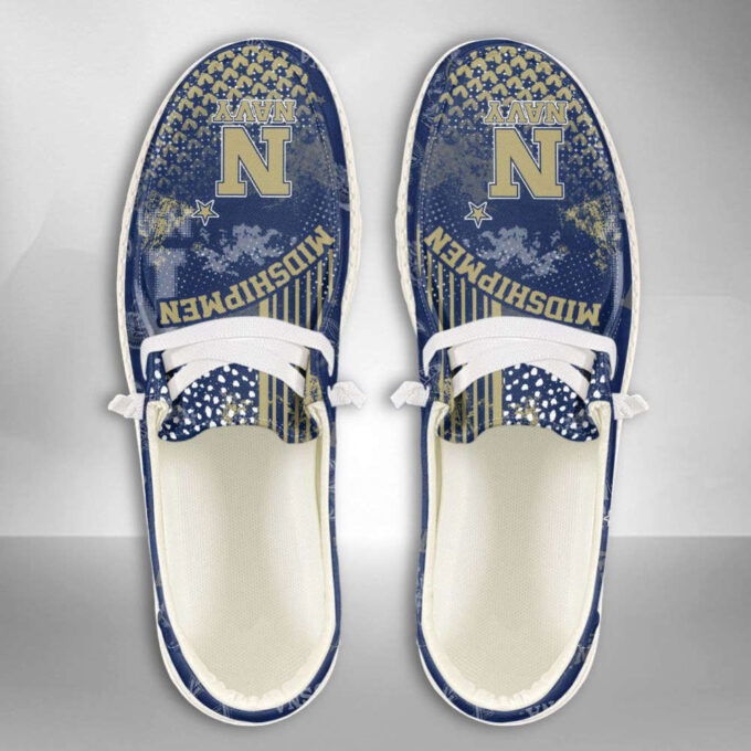 NCAA Navy Midshipmen Hey Dude Shoes Wally Lace Up Loafers Moccasin Slippers HDS0752