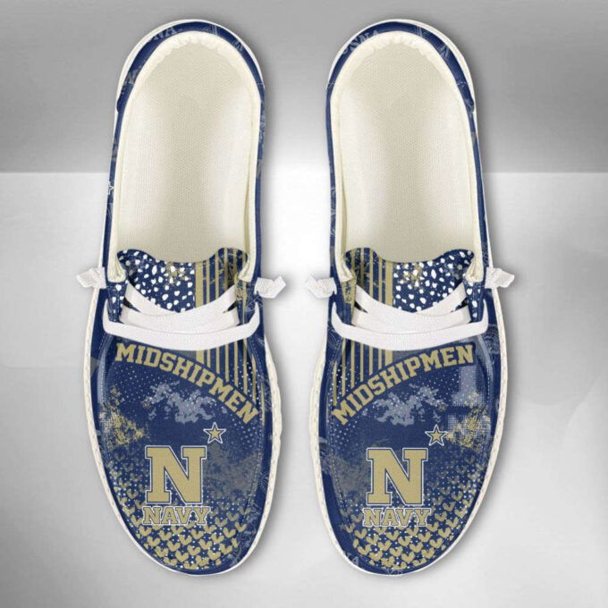 NCAA Navy Midshipmen Hey Dude Shoes Wally Lace Up Loafers Moccasin Slippers HDS0752