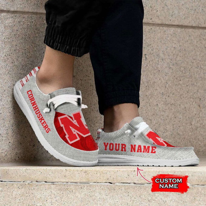 NCAA Nebraska Cornhuskers Hey Dude Shoes Wally Lace Up Loafers Moccasin Slippers HDS0754