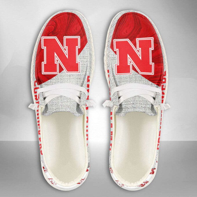 NCAA Nebraska Cornhuskers Hey Dude Shoes Wally Lace Up Loafers Moccasin Slippers HDS0754