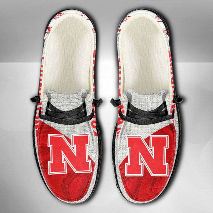 NCAA Nebraska Cornhuskers Hey Dude Shoes Wally Lace Up Loafers Moccasin Slippers HDS0754