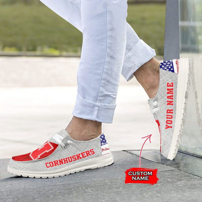 NCAA Nebraska Cornhuskers Hey Dude Shoes Wally Lace Up Loafers Moccasin Slippers HDS0754