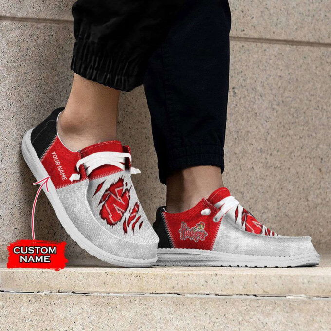 NCAA Nebraska Cornhuskers Hey Dude Shoes Wally Lace Up Loafers Moccasin Slippers HDS0756