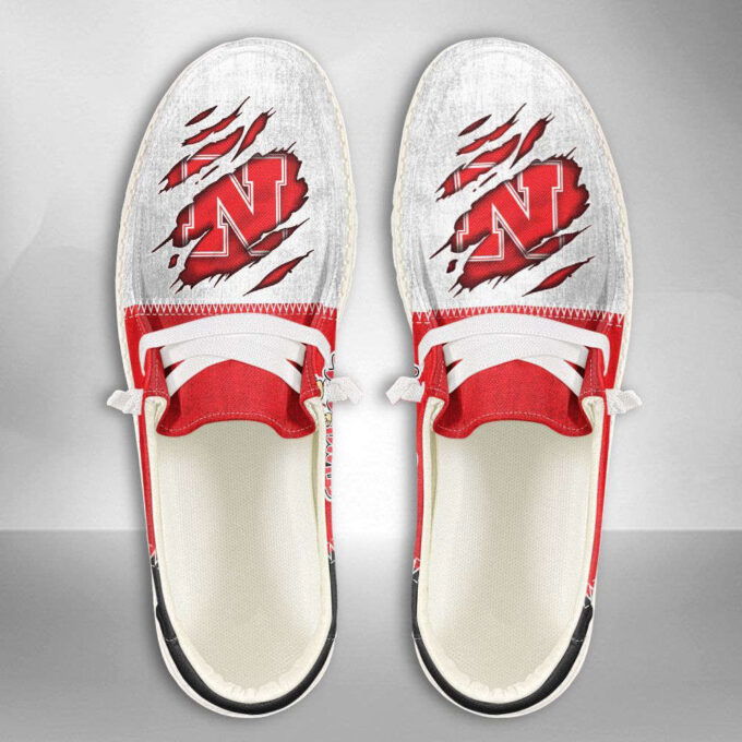 NCAA Nebraska Cornhuskers Hey Dude Shoes Wally Lace Up Loafers Moccasin Slippers HDS0756