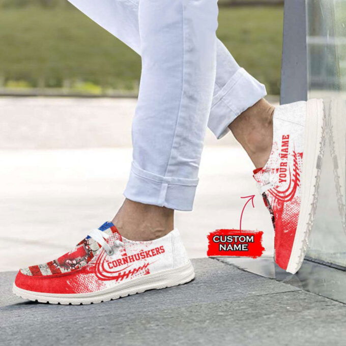 NCAA Nebraska Cornhuskers Hey Dude Shoes Wally Lace Up Loafers Moccasin Slippers