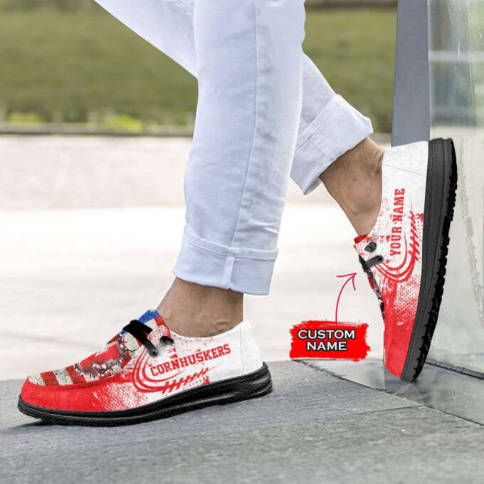 NCAA Nebraska Cornhuskers Hey Dude Shoes Wally Lace Up Loafers Moccasin Slippers