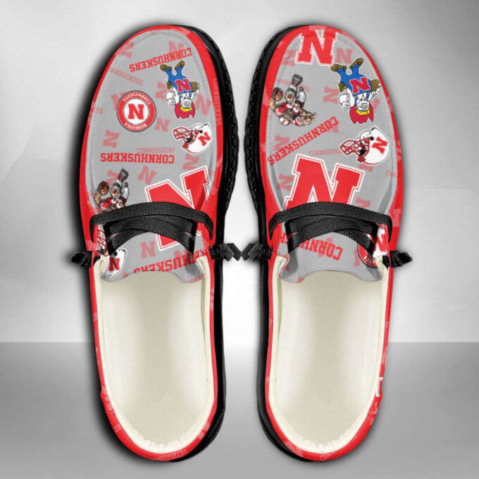 NCAA Nebraska Cornhuskers Hey Dude Shoes Wally Lace Up Loafers Moccasin Slippers HDS0768