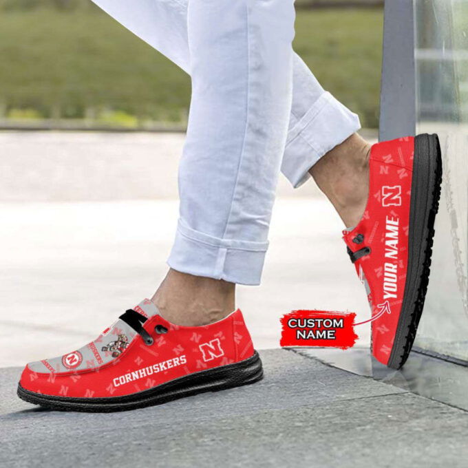 NCAA Nebraska Cornhuskers Hey Dude Shoes Wally Lace Up Loafers Moccasin Slippers HDS0768