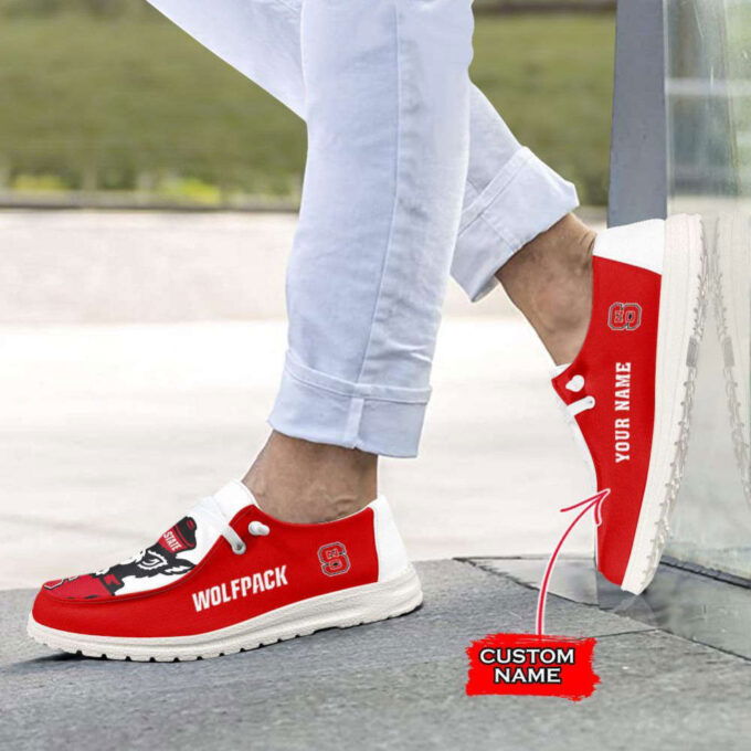 NCAA North Carolina State Wolfpack Hey Dude Shoes Wally Lace Up Loafers Moccasin Slippers Fan Gifts
