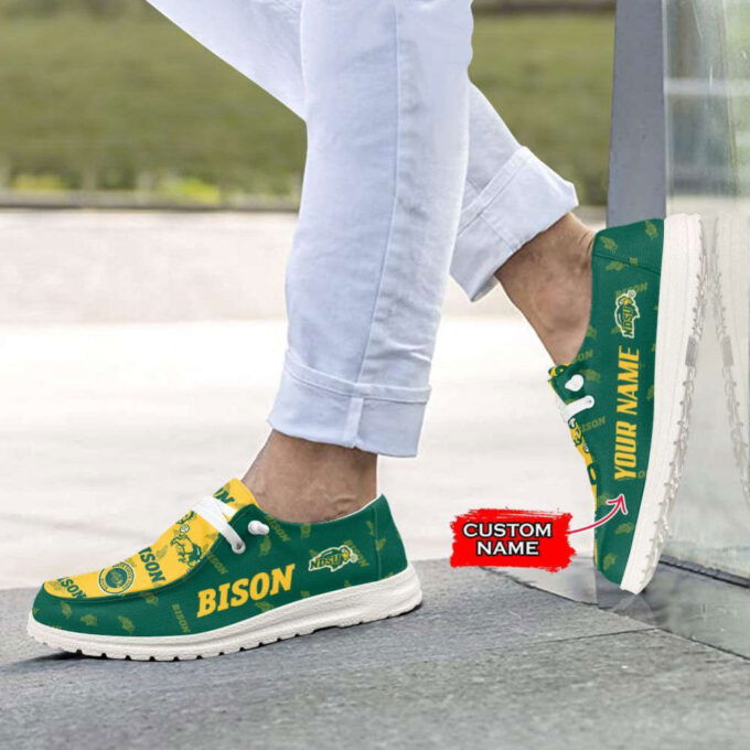 NCAA North Dakota State Bison Hey Dude Shoes Wally Lace Up Loafers Moccasin Slippers Fan Gifts