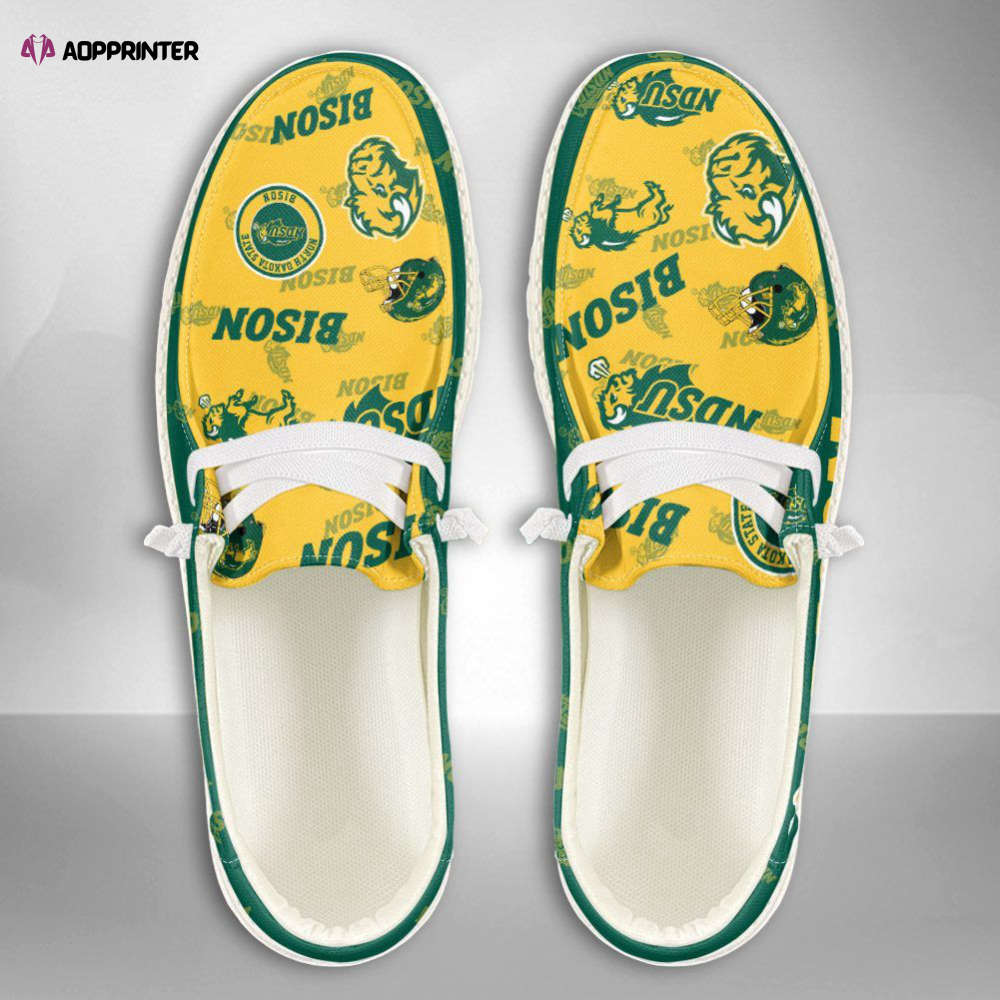 NCAA North Dakota State Bison Hey Dude Shoes Wally Lace Up Loafers Moccasin Slippers Fan Gifts NCAA North Dakota State Bison Hey Dude Shoes Wally Lace Up Loafers Moccasin Slippers Fan Gifts