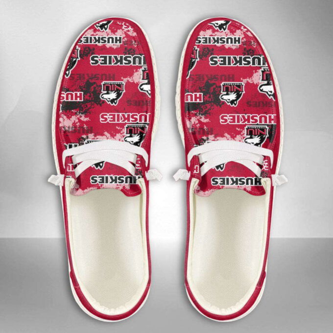 NCAA Northern Illinois Huskies Hey Dude Shoes Wally Lace Up Loafers Moccasin Slippers HDS0856