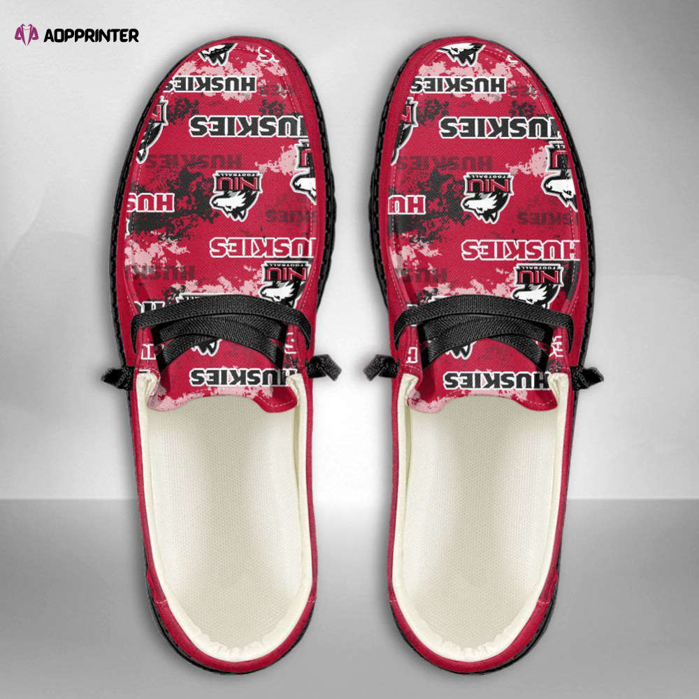 NCAA Northern Illinois Huskies Hey Dude Shoes Wally Lace Up Loafers Moccasin Slippers HDS0856 NCAA Northern Illinois Huskies Hey Dude Shoes Wally Lace Up Loafers Moccasin Slippers HDS0856