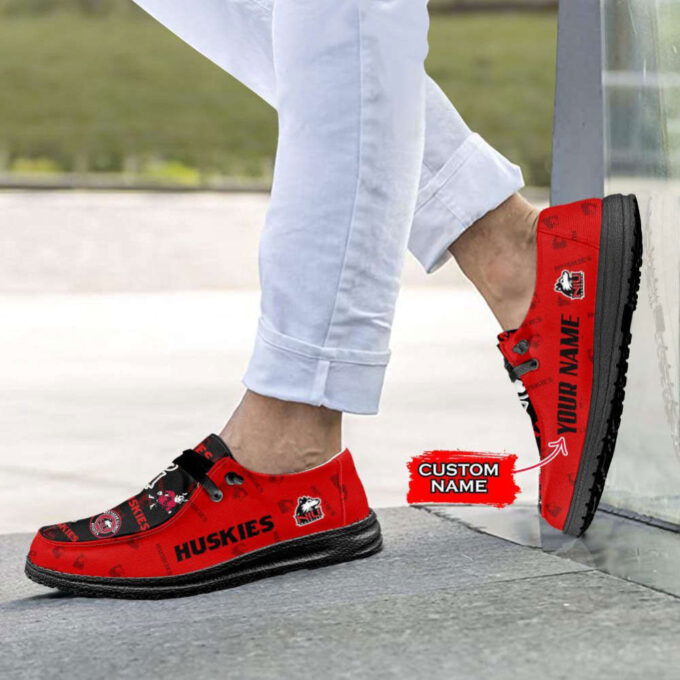 NCAA Northern Illinois Huskies Hey Dude Shoes Wally Lace Up Loafers Moccasin Slippers HDS0859