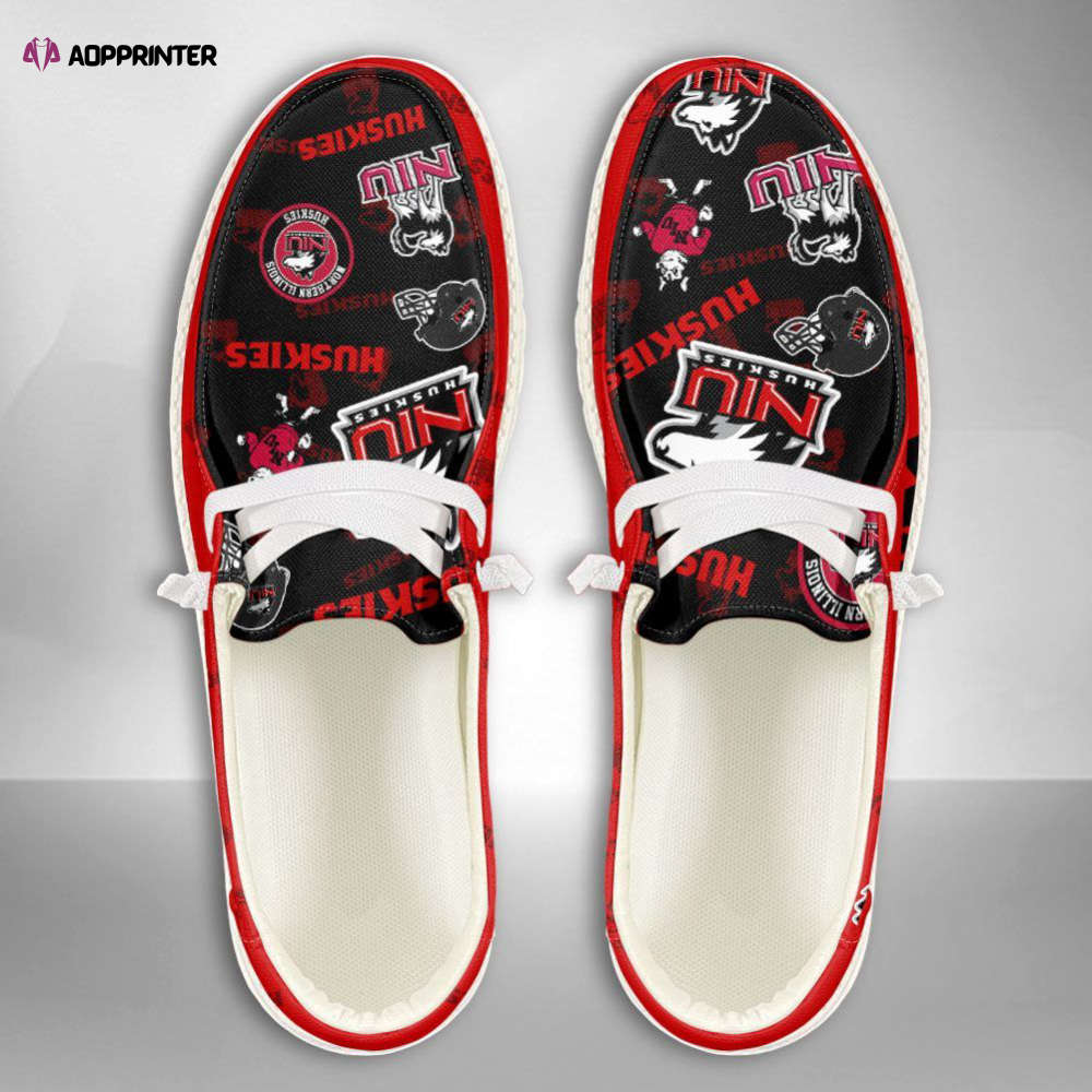 NCAA Northern Illinois Huskies Hey Dude Shoes Wally Lace Up Loafers Moccasin Slippers HDS0859 NCAA Northern Illinois Huskies Hey Dude Shoes Wally Lace Up Loafers Moccasin Slippers HDS0859