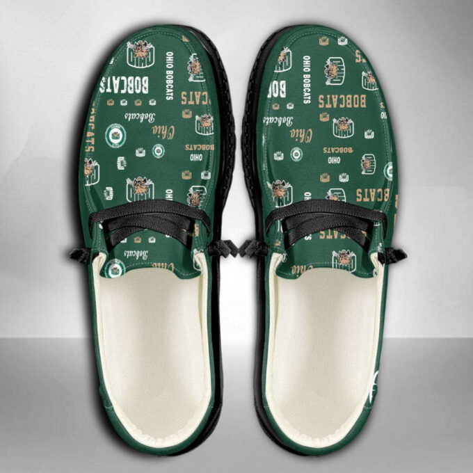 NCAA Ohio Bobcats Hey Dude Shoes Wally Lace Up Loafers Moccasin Slippers HDS0882
