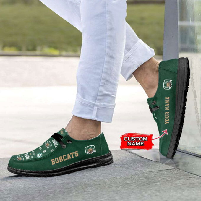 NCAA Ohio Bobcats Hey Dude Shoes Wally Lace Up Loafers Moccasin Slippers HDS0882