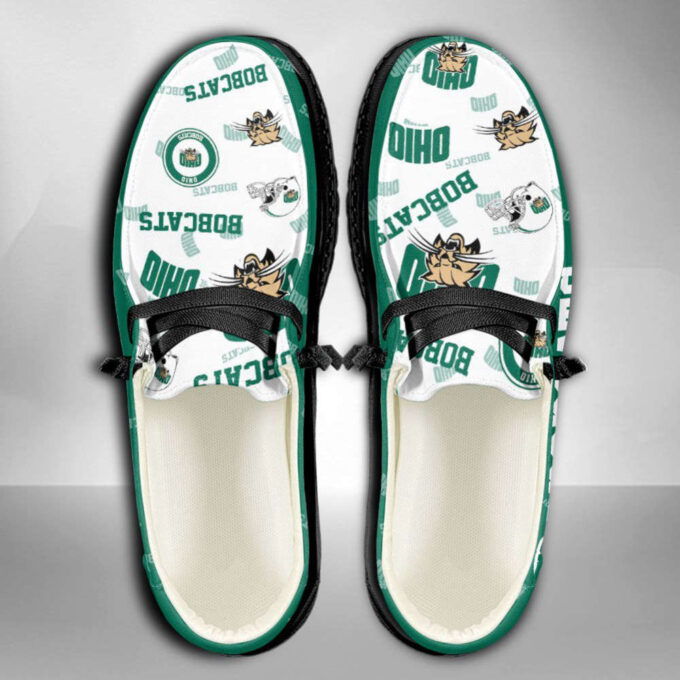 NCAA Ohio Bobcats Hey Dude Shoes Wally Lace Up Loafers Moccasin Slippers Fan Gifts