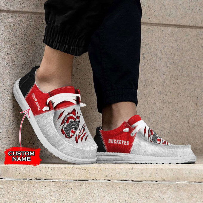 NCAA Ohio State Buckeyes Hey Dude Shoes Wally Lace Up Loafers Moccasin Slippers