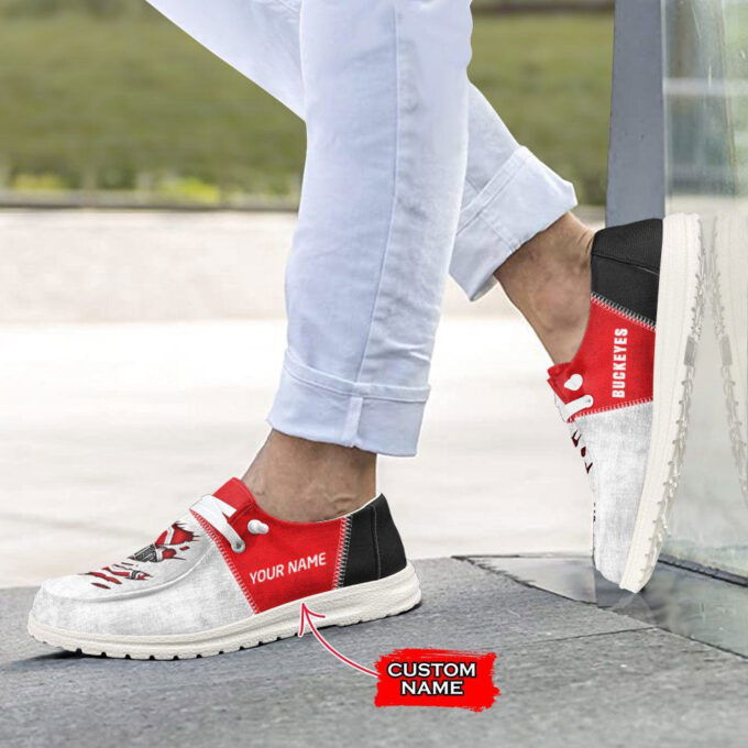 NCAA Ohio State Buckeyes Hey Dude Shoes Wally Lace Up Loafers Moccasin Slippers
