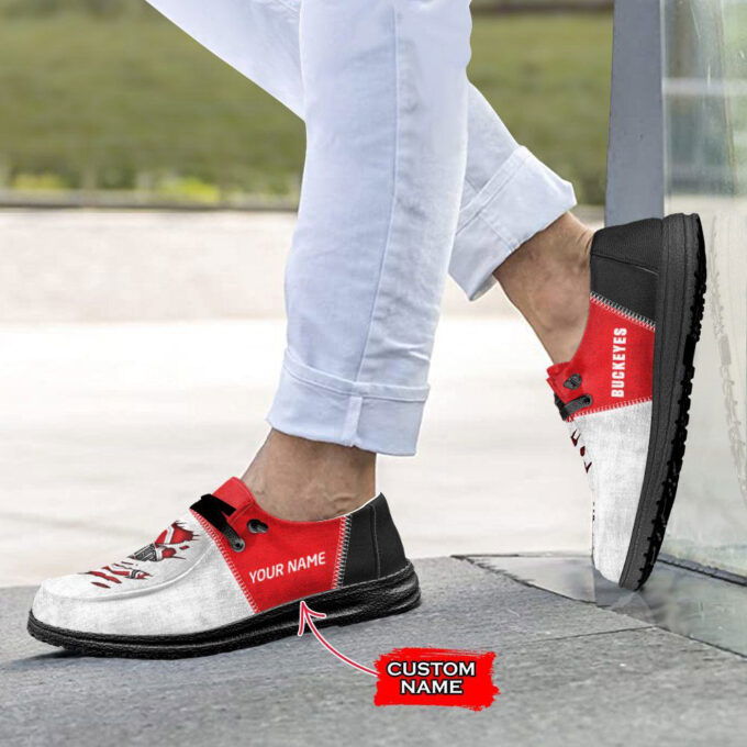 NCAA Ohio State Buckeyes Hey Dude Shoes Wally Lace Up Loafers Moccasin Slippers