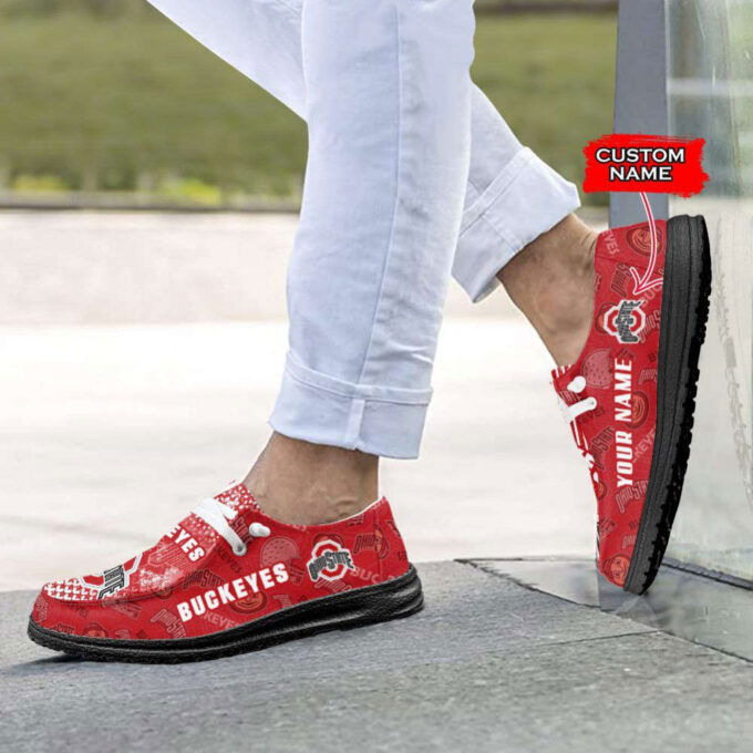 NCAA Ohio State Buckeyes Hey Dude Shoes Wally Lace Up Loafers Moccasin Slippers Fan Gifts