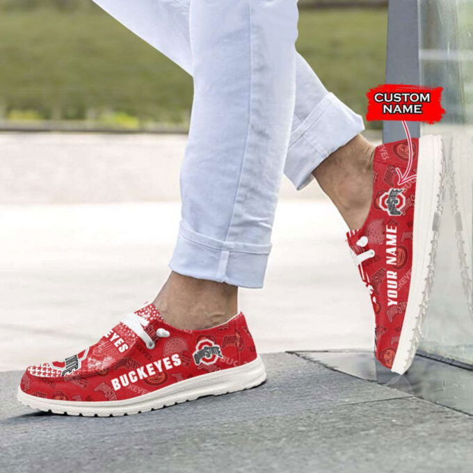 NCAA Ohio State Buckeyes Hey Dude Shoes Wally Lace Up Loafers Moccasin Slippers Fan Gifts