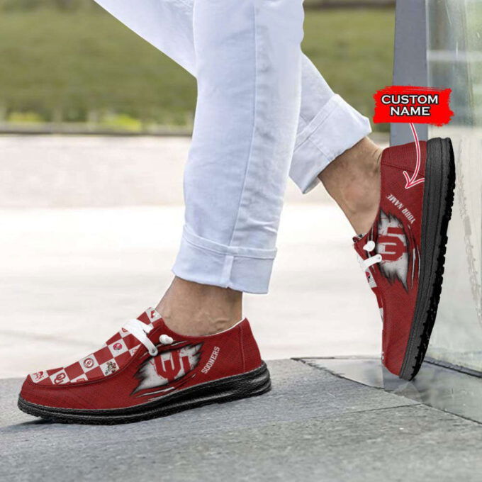NCAA Oklahoma Sooners Hey Dude Shoes Wally Lace Up Loafers Moccasin Slippers Fan Gifts