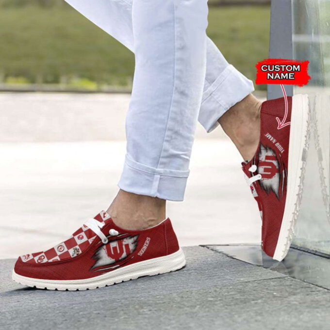 NCAA Oklahoma Sooners Hey Dude Shoes Wally Lace Up Loafers Moccasin Slippers Fan Gifts