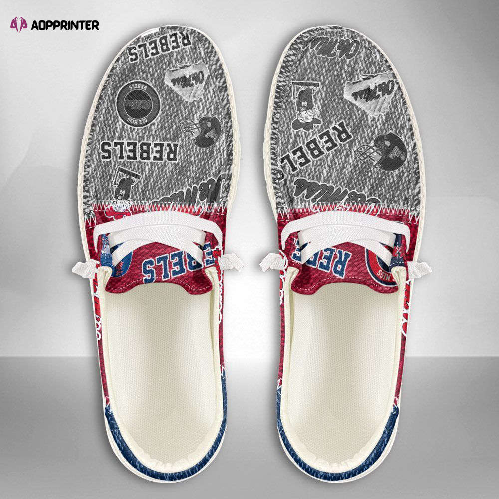 NCAA Ole Miss Rebels Hey Dude Shoes Wally Lace Up Loafers Moccasin Slippers HDS0944 NCAA Ole Miss Rebels Hey Dude Shoes Wally Lace Up Loafers Moccasin Slippers HDS0944
