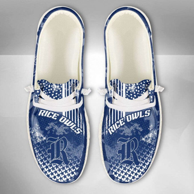 NCAA Rice Owls Hey Dude Shoes Wally Lace Up Loafers Moccasin Slippers HDS1037