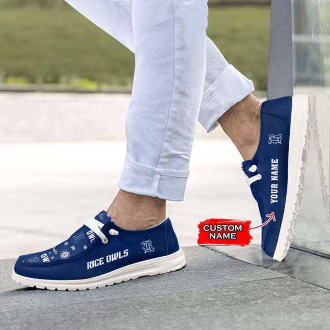 NCAA Rice Owls Hey Dude Shoes Wally Lace Up Loafers Moccasin Slippers Fan Gifts