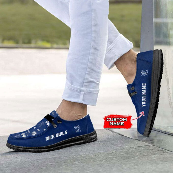 NCAA Rice Owls Hey Dude Shoes Wally Lace Up Loafers Moccasin Slippers Fan Gifts