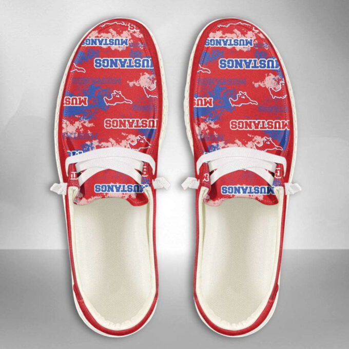 NCAA SMU Mustangs Hey Dude Shoes Wally Lace Up Loafers Moccasin Slippers HDS1079